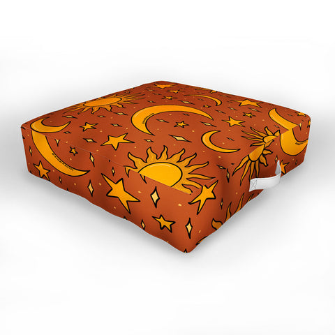 Doodle By Meg Vintage Star and Sun in Rust Outdoor Floor Cushion
