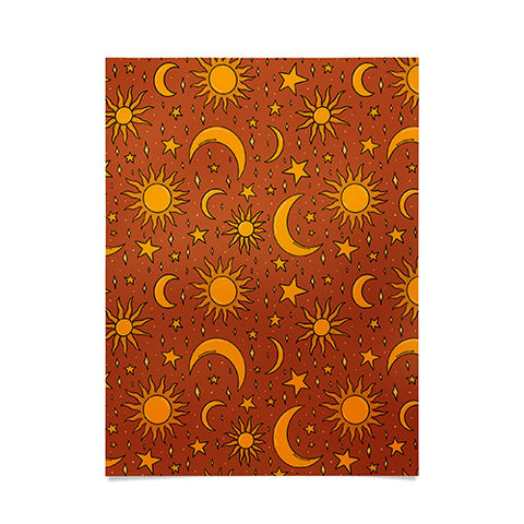 Doodle By Meg Vintage Star and Sun in Rust Poster