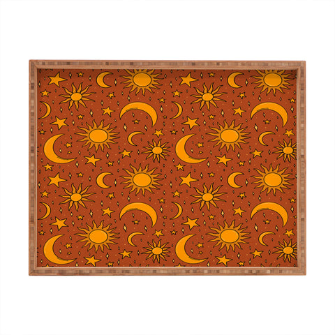 Doodle By Meg Vintage Star and Sun in Rust Rectangular Tray