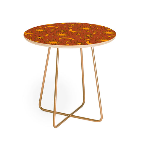 Doodle By Meg Vintage Star and Sun in Rust Round Side Table