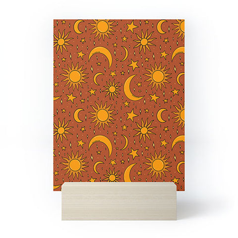 Doodle By Meg Vintage Star and Sun in Rust Mini Art Print