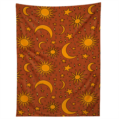 Doodle By Meg Vintage Star and Sun in Rust Tapestry