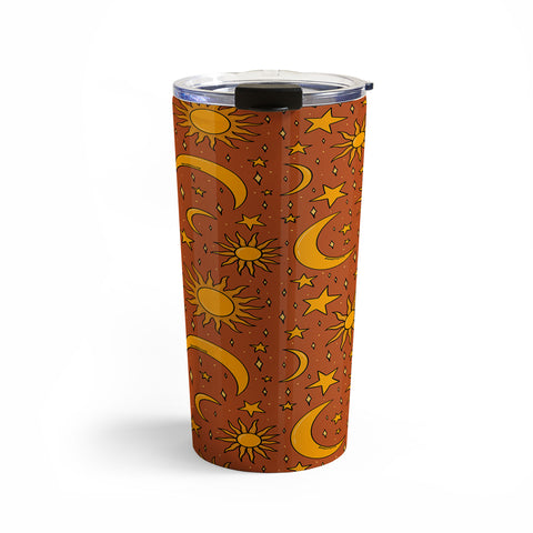 Doodle By Meg Vintage Star and Sun in Rust Travel Mug