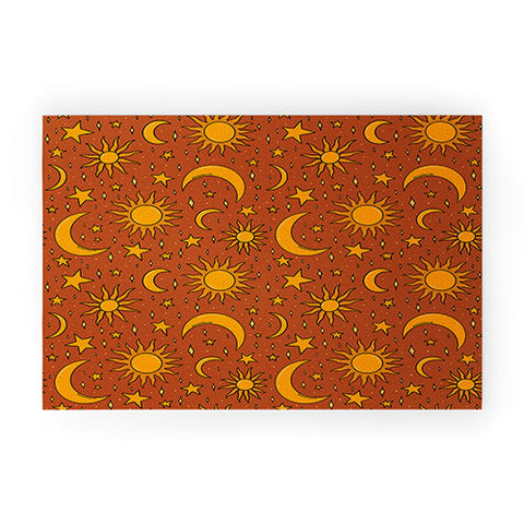 Doodle By Meg Vintage Star and Sun in Rust Welcome Mat