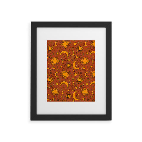 Doodle By Meg Vintage Star and Sun in Rust Framed Art Print