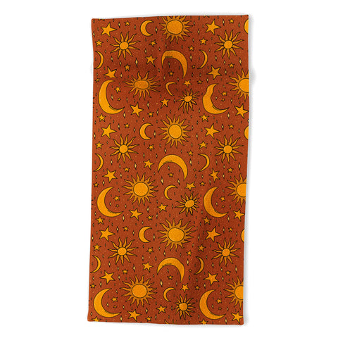 Doodle By Meg Vintage Star and Sun in Rust Beach Towel