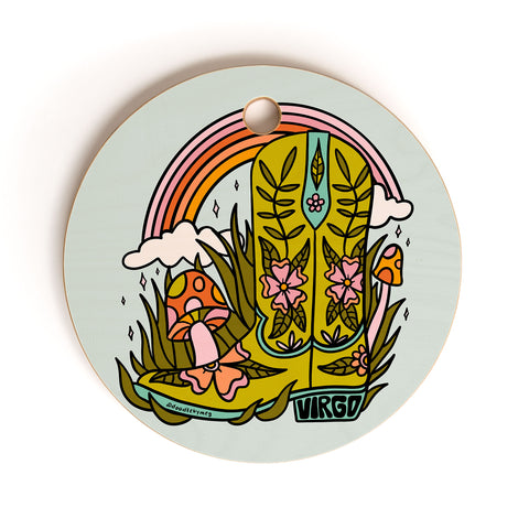 Doodle By Meg Virgo Cowboy Boot Cutting Board Round