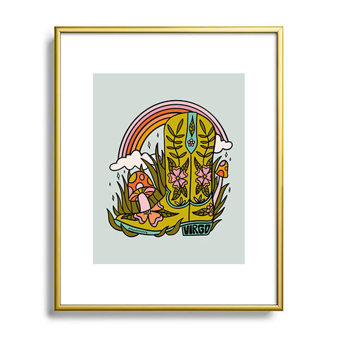 Doodle By Meg Virgo Cowboy Boot Metal Framed Art Print