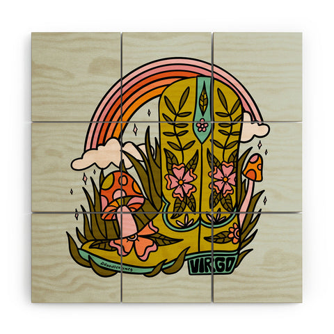 Doodle By Meg Virgo Cowboy Boot Wood Wall Mural