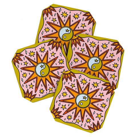 Doodle By Meg Yin Yang Sun Coaster Set