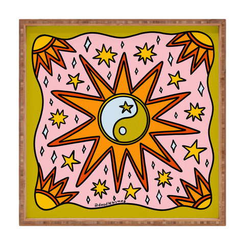 Doodle By Meg Yin Yang Sun Square Tray