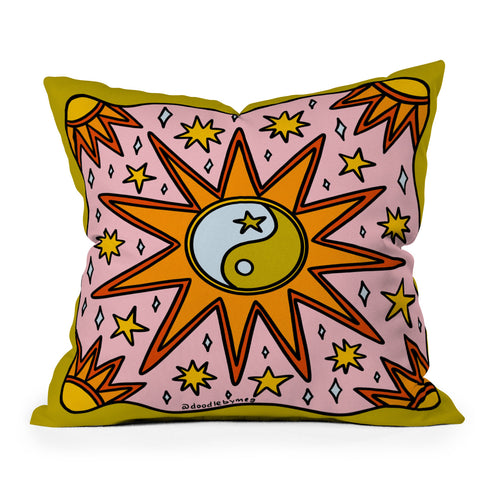 Doodle By Meg Yin Yang Sun Throw Pillow