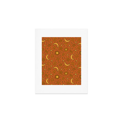 Doodle By Meg Zodiac Sun and Star Print Rust Art Print