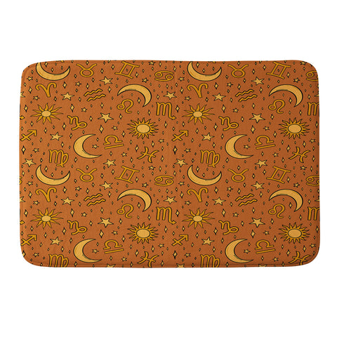 Doodle By Meg Zodiac Sun and Star Print Rust Memory Foam Bath Mat
