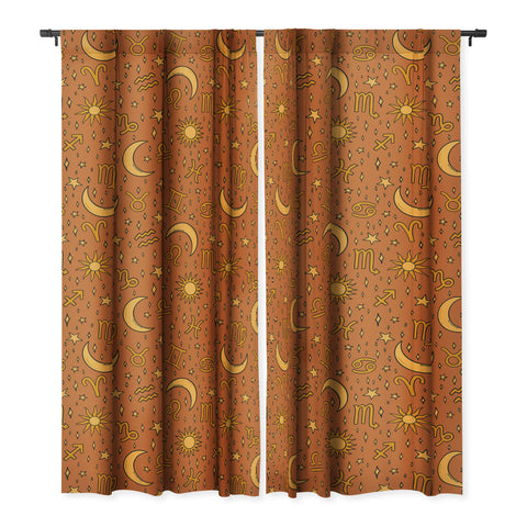 Doodle By Meg Zodiac Sun and Star Print Rust Blackout Non Repeat