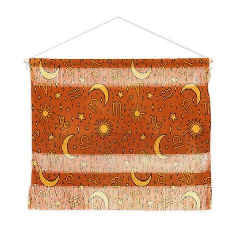 Doodle By Meg Zodiac Sun and Star Print Rust Wall Hanging Landscape