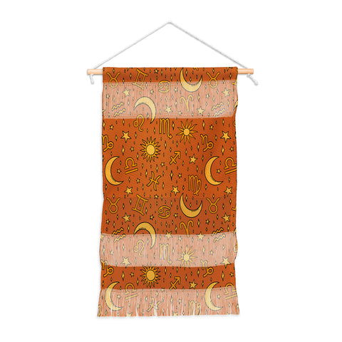 Doodle By Meg Zodiac Sun and Star Print Rust Wall Hanging Portrait