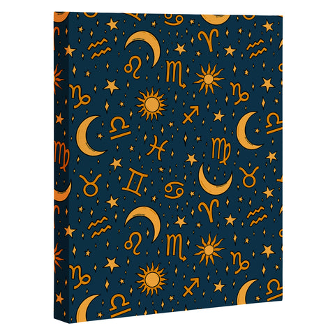 Doodle By Meg Zodiac Sun Star Print Navy Art Canvas