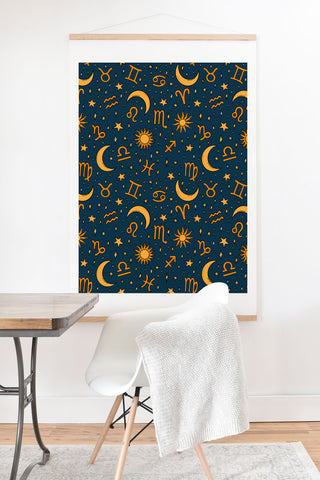 Doodle By Meg Zodiac Sun Star Print Navy Art Print And Hanger
