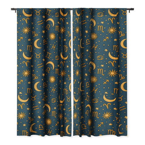 Doodle By Meg Zodiac Sun Star Print Navy Blackout Non Repeat