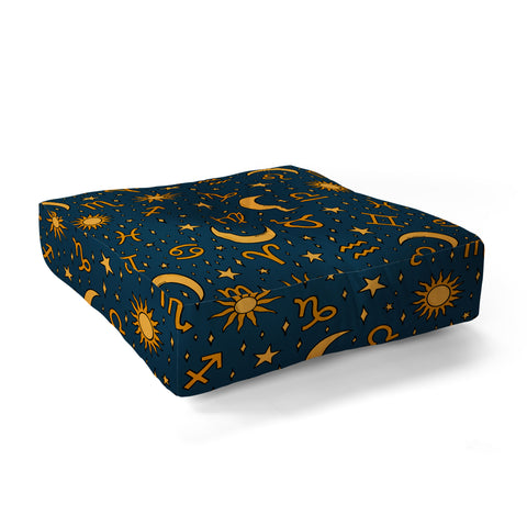 Doodle By Meg Zodiac Sun Star Print Navy Floor Pillow Square