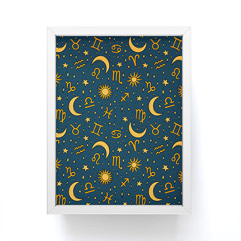 Doodle By Meg Zodiac Sun Star Print Navy Framed Mini Art Print
