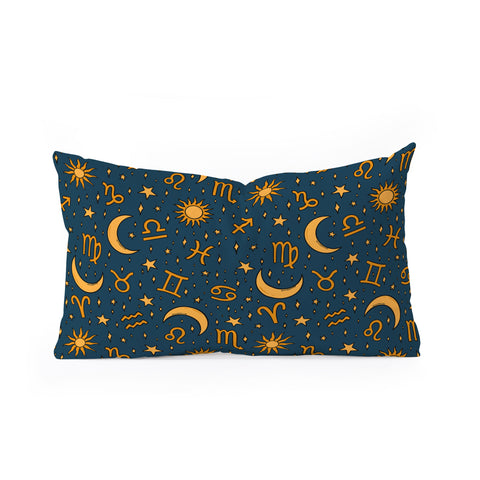 Doodle By Meg Zodiac Sun Star Print Navy Oblong Throw Pillow