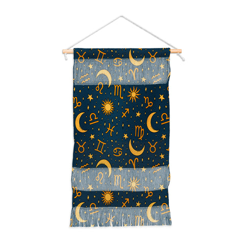 Doodle By Meg Zodiac Sun Star Print Navy Wall Hanging Portrait