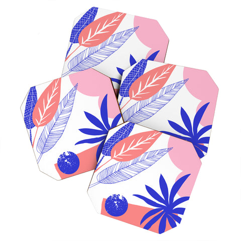 DorisciciArt Blue and pink Coaster Set