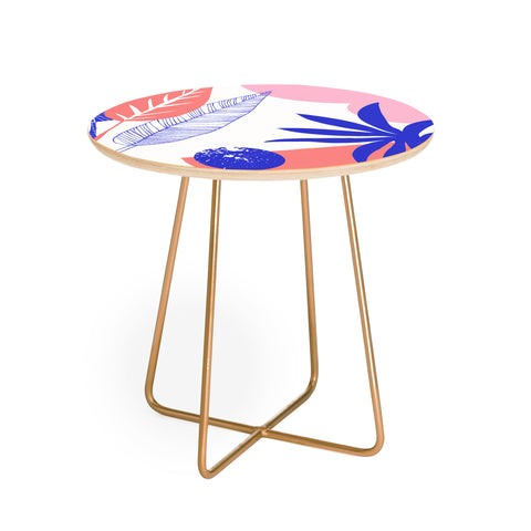 DorisciciArt Blue and pink Round Side Table