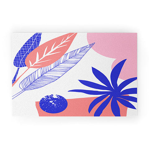 DorisciciArt Blue and pink Welcome Mat