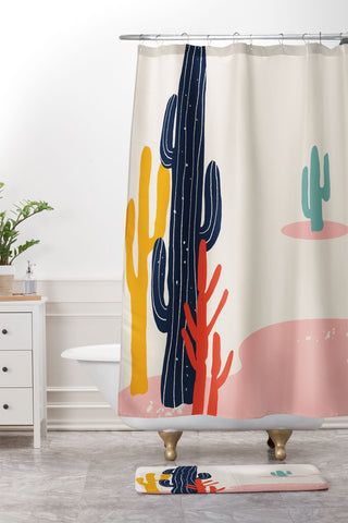DorisciciArt desert plant Shower Curtain And Mat
