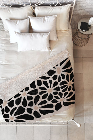 DorisciciArt Mid Century Modern Floral A Fleece Throw Blanket