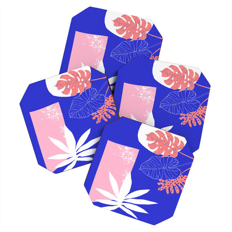 DorisciciArt pink and blue Coaster Set
