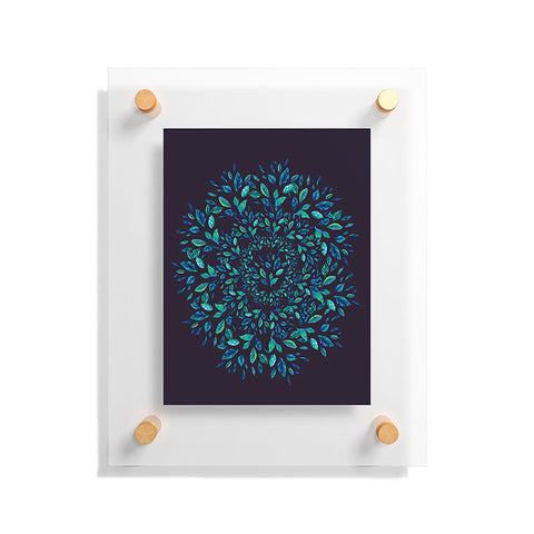 Elenor DG Blue Leaves Mandala Floating Acrylic Print