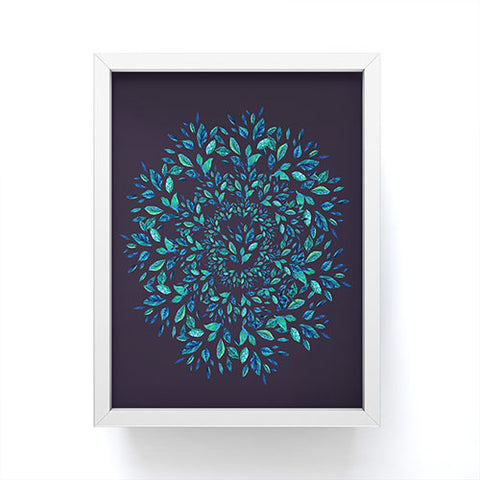 Elenor DG Blue Leaves Mandala Framed Mini Art Print