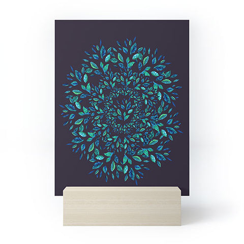 Elenor DG Blue Leaves Mandala Mini Art Print