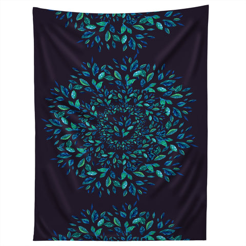 Elenor DG Blue Leaves Mandala Tapestry
