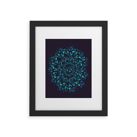 Elenor DG Blue Leaves Mandala Framed Art Print