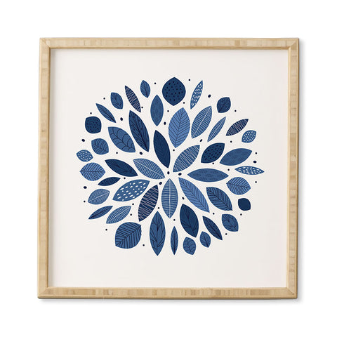 Elenor DG Indigo Leaves Mid Century Framed Wall Art