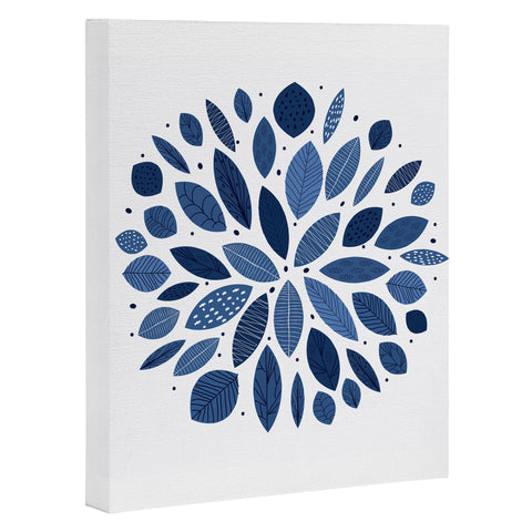 Elenor DG Indigo Leaves Mid Century Art Canvas