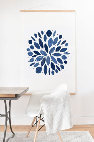 Elenor DG Indigo Leaves Mid Century Art Print And Hanger