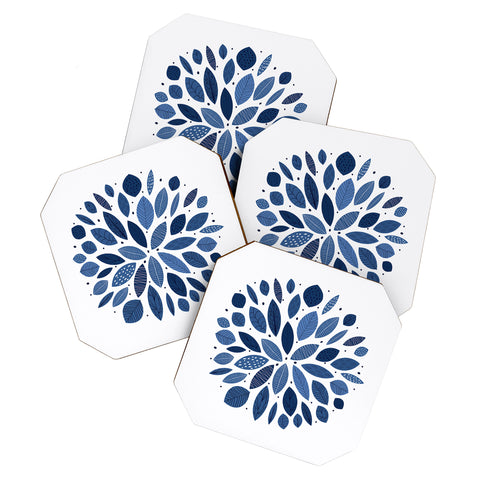 Elenor DG Indigo Leaves Mid Century Coaster Set