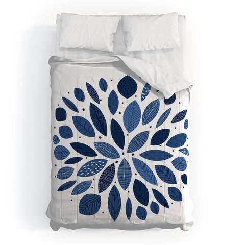 Elenor DG Indigo Leaves Mid Century Comforter