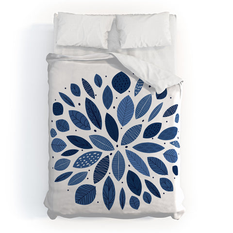 Elenor DG Indigo Leaves Mid Century Duvet Cover