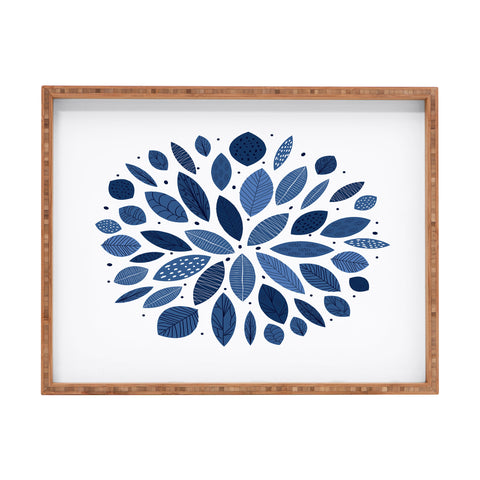 Elenor DG Indigo Leaves Mid Century Rectangular Tray