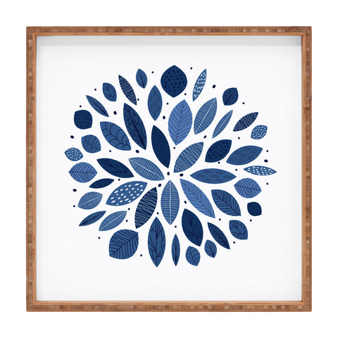 Elenor DG Indigo Leaves Mid Century Square Tray