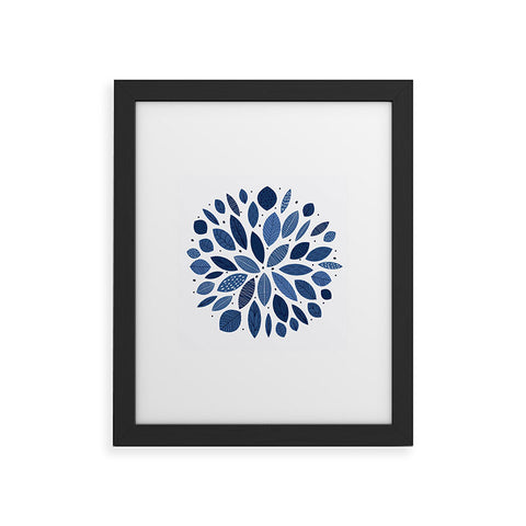 Elenor DG Indigo Leaves Mid Century Framed Art Print