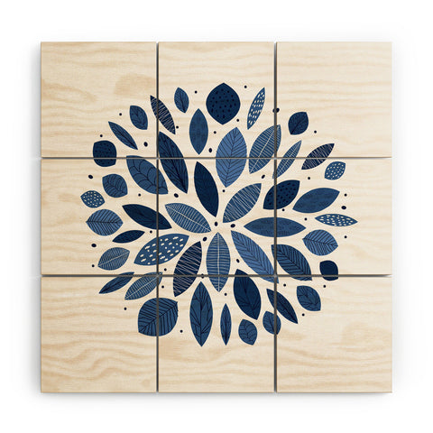 Elenor DG Indigo Leaves Mid Century Wood Wall Mural