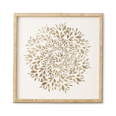Elenor DG Old Gold Leaves Mandala Framed Wall Art